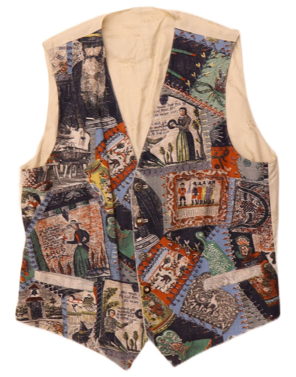 Julius Lang Chaleco gráfico para hombre IT 54 XL Beige Patchwork Viscosa