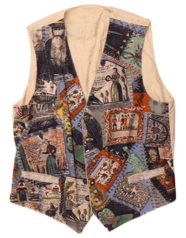 Julius Lang Chaleco gráfico para hombre IT 54 XL Beige Patchwork Viscosa