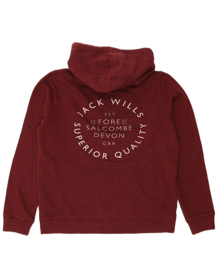 JACK WILLS Jersey con capucha gráfico para mujer Reino Unido 12 Algodón burdeos mediano