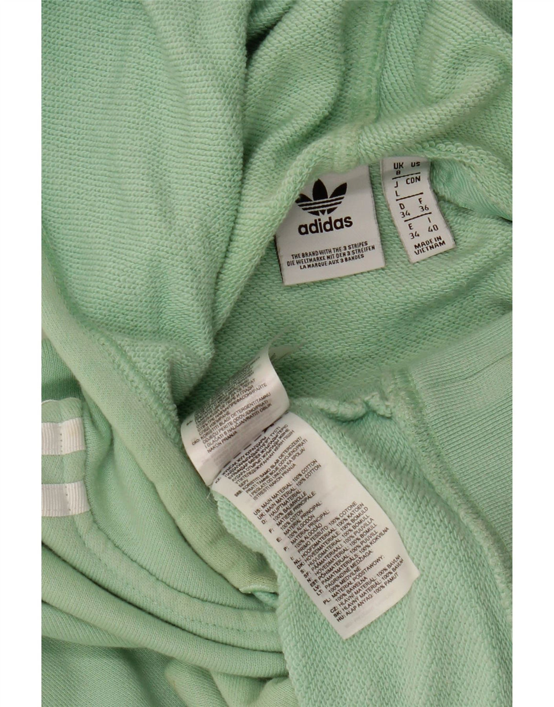 ADIDAS Jersey con capucha corta extragrande para mujer Reino Unido 8 Pequeño Algodón verde