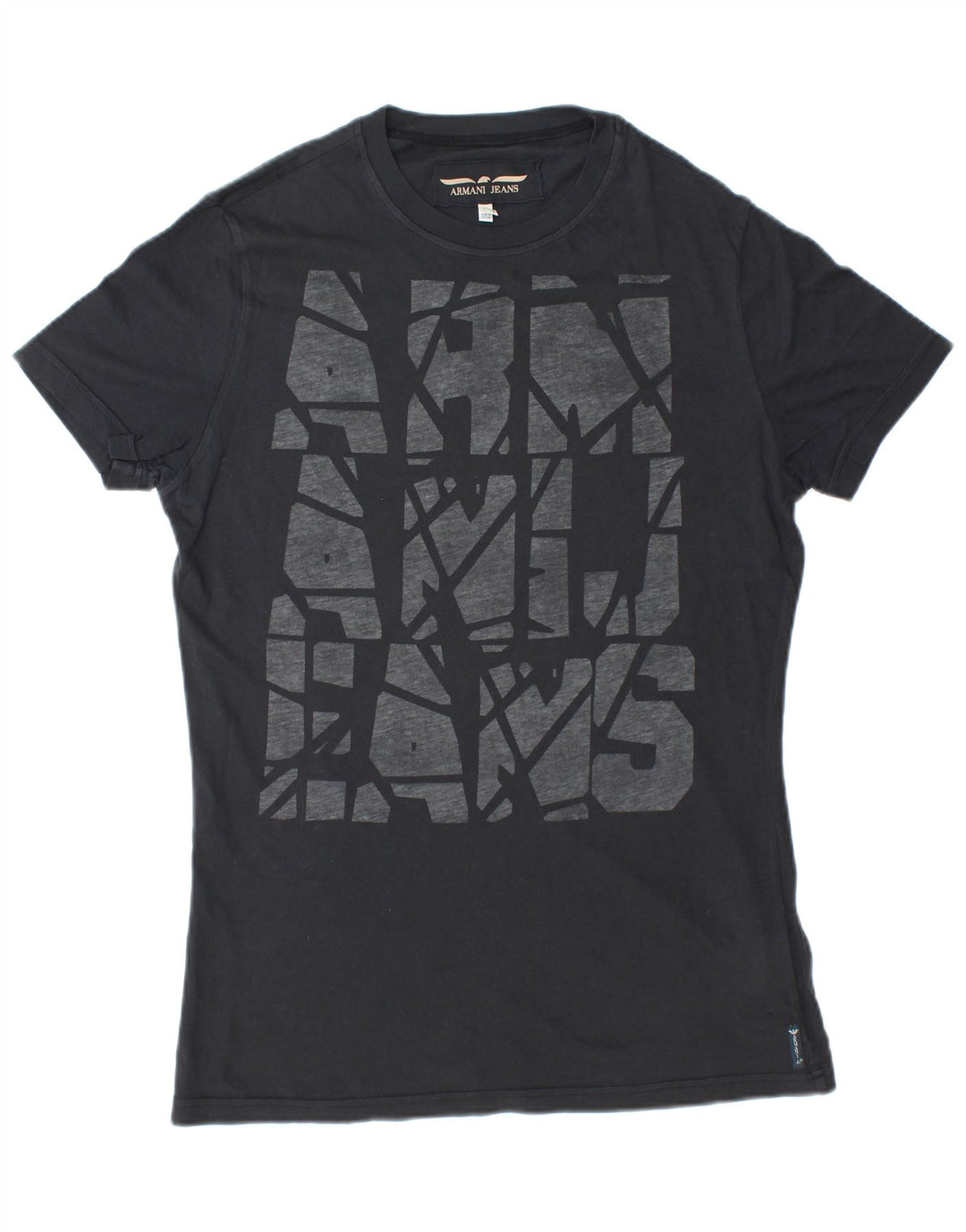ARMANI JEANS Camiseta gráfica para hombre Top grande de algodón negro