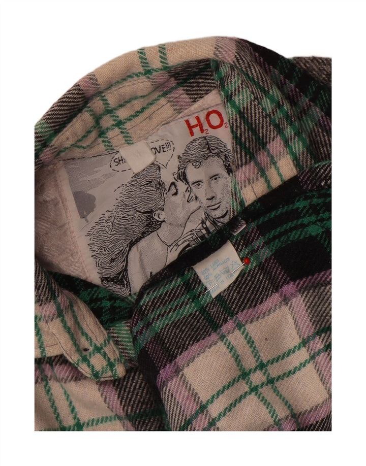 Camisa de franela vintage para hombre Lana de cuadros multicolor mediana