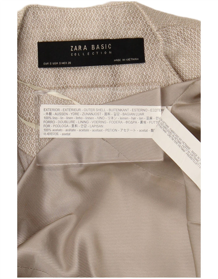 Zara Mujer Abrigo Abierto UK 10 Small Beige Linen