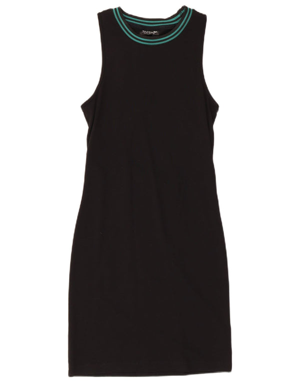 Topshop Vestido ajustado sin mangas para mujer UK 8 Small Viscosa negra