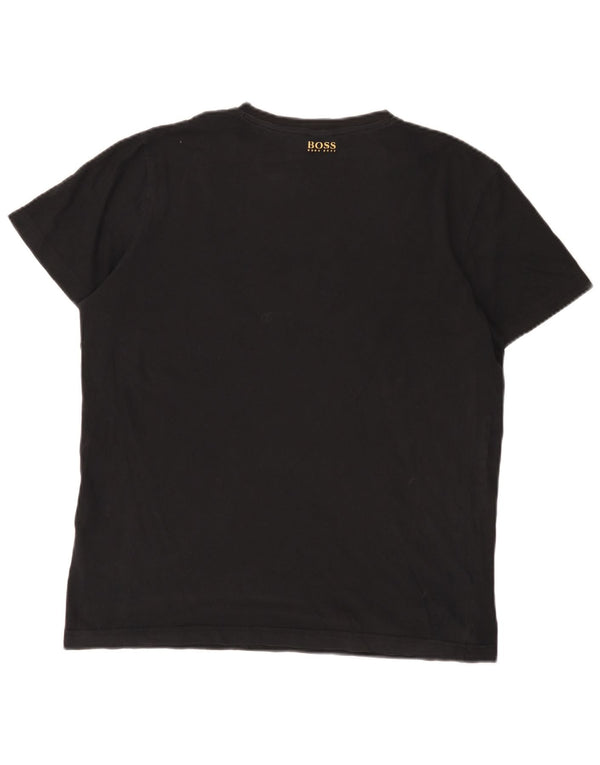 Hugo Boss Hombres Camiseta Gráfica Top Grande Algodón Negro