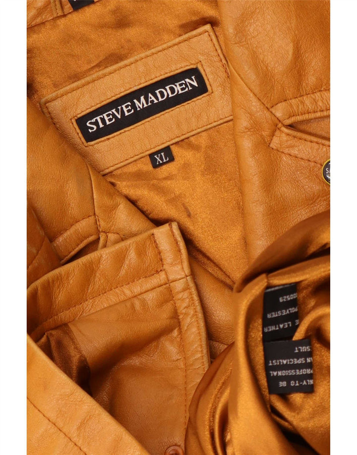 Steve Madden Chaqueta de cuero para hombre UK 42 XL Cuero beige