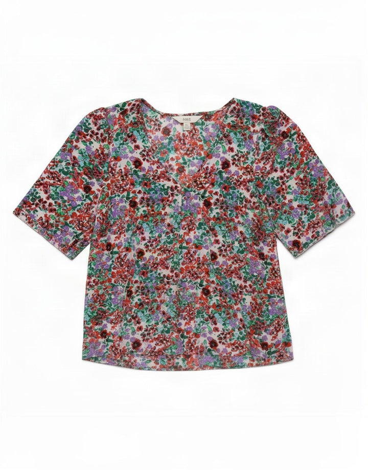 Marks & Spencer Blusa para mujer UK 44 Grande Multicolor Floral
