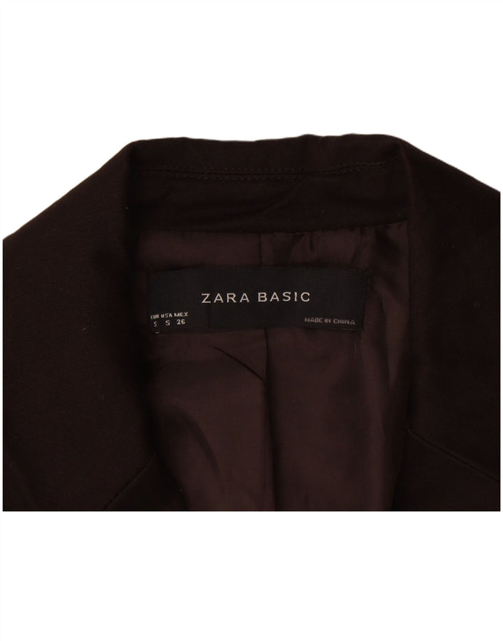 Zara Mujer Chaqueta Blazer De 1 Botón UK 10 Small Marrón Algodón