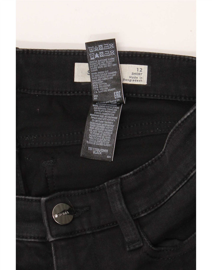 Marks & Spencer Vaqueros Cortos Rectos para Mujer UK 12 Medium W28 L29 Negro