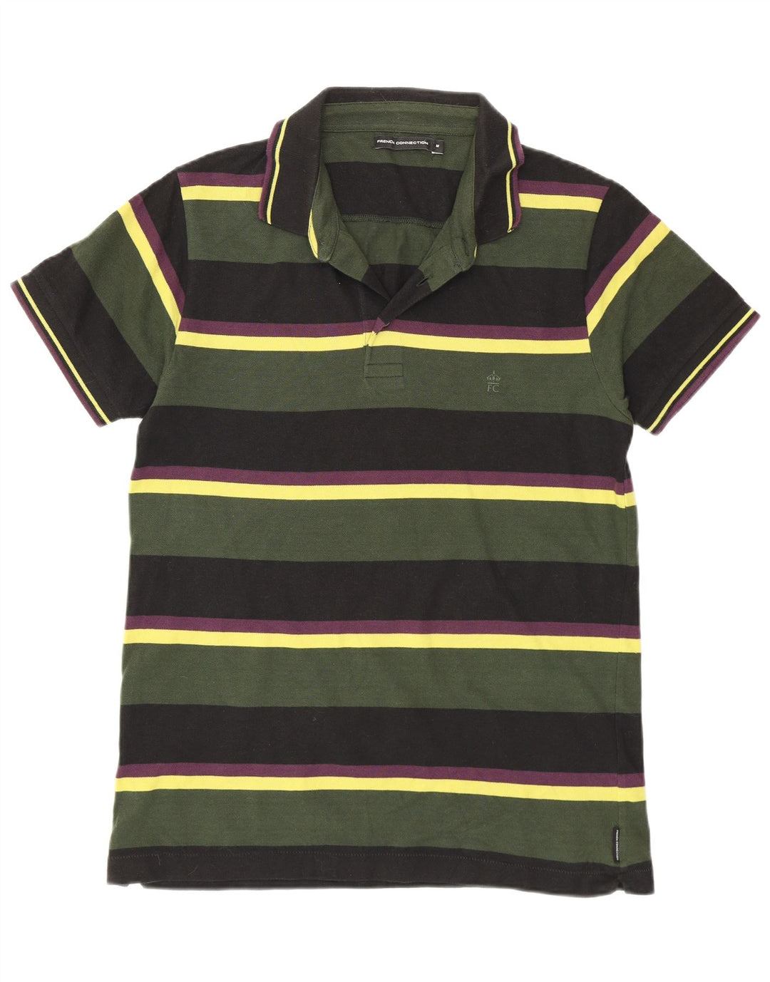 French Connection Polo de corte regular para hombre de algodón a rayas verde medio