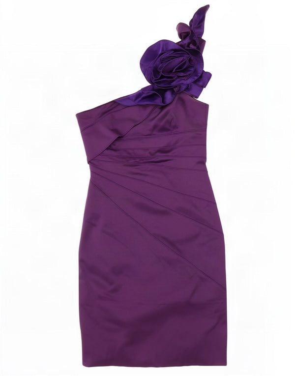 Karen Millen Vestido de un Hombro para Mujer UK 44 Grande Púrpura Colorblock