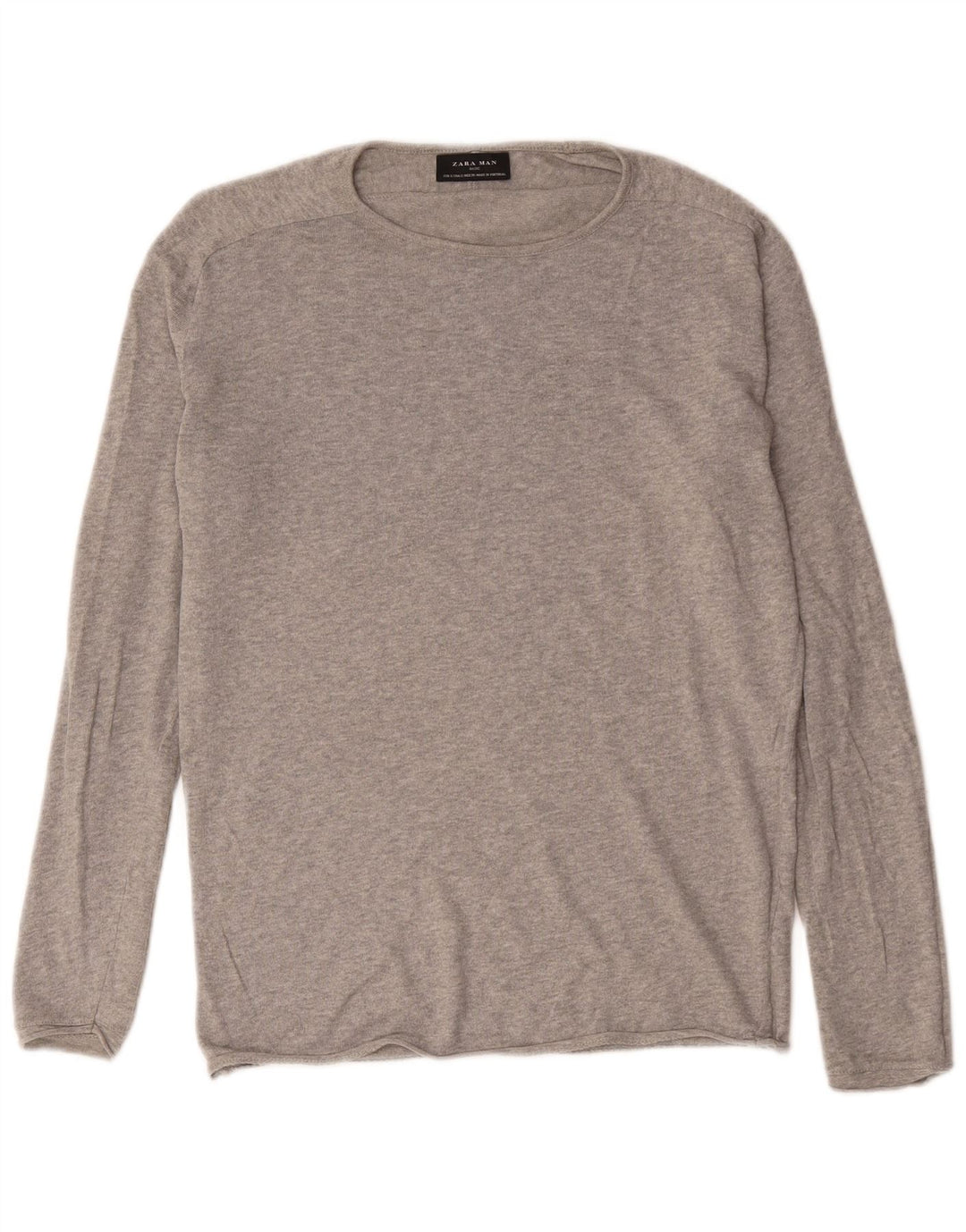 Zara Hombre Jersey Con Cuello Barco Jersey Pequeño Gris Moteado