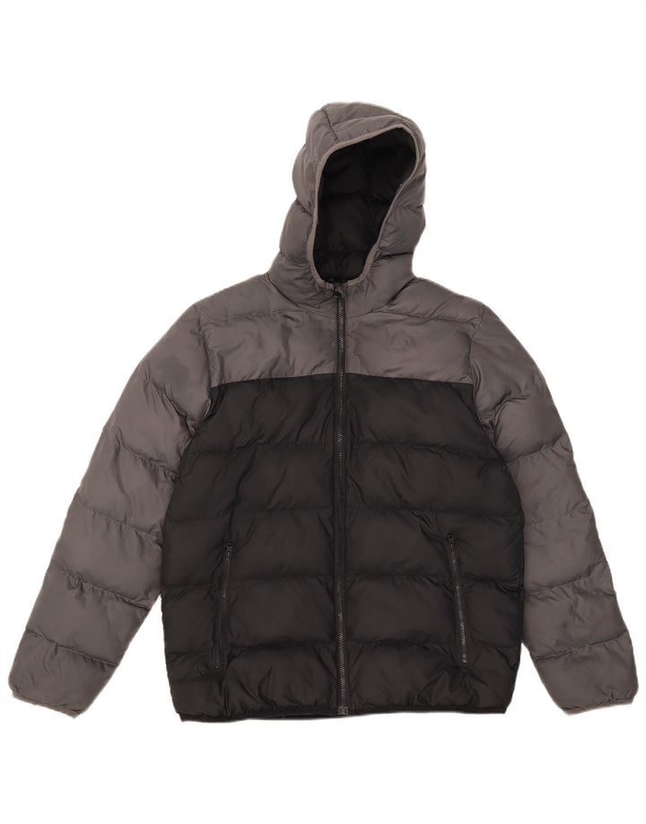 Adidas Chaqueta acolchada con capucha para niños 13-14 años Gris Poliéster color block