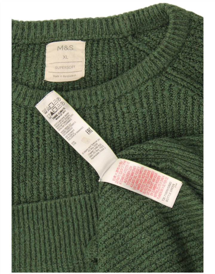 Marks & Spencer Jersey de cuello redondo para hombre XL Poliamida verde