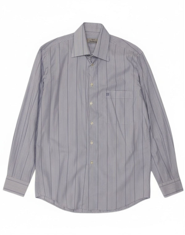 Renato Balestra Camisa Hombre Talla 39 15 1/2 Algodón Rayas Azul Medio