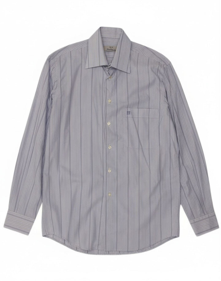 Renato Balestra Camisa Hombre Talla 39 15 1/2 Algodón Rayas Azul Medio