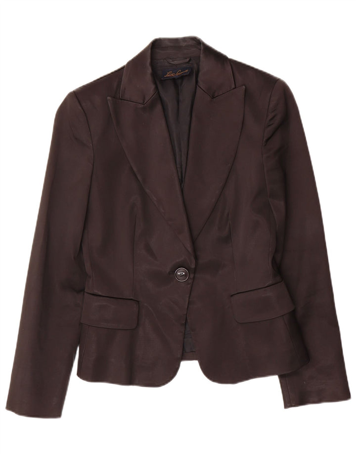 Luisa Spagnoli Chaqueta tipo blazer con 1 botón para mujer IT 42 Acetato negro mediano