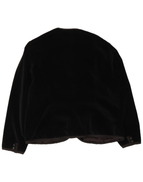 Vintage mujer 5 botones terciopelo Blazer chaqueta Reino Unido 14 medio negro