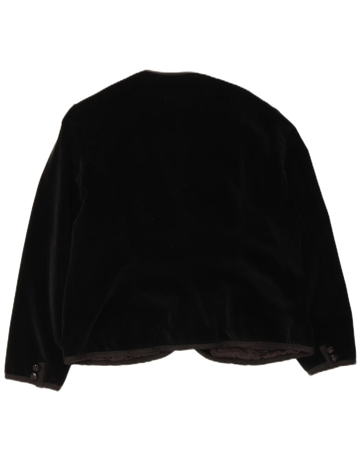 Vintage mujer 5 botones terciopelo Blazer chaqueta Reino Unido 14 medio negro