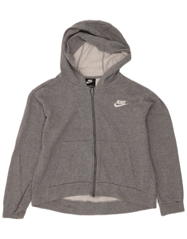 Nike Sudadera con capucha y cremallera de ajuste estándar para niñas 13-14 años XL Algodón gris