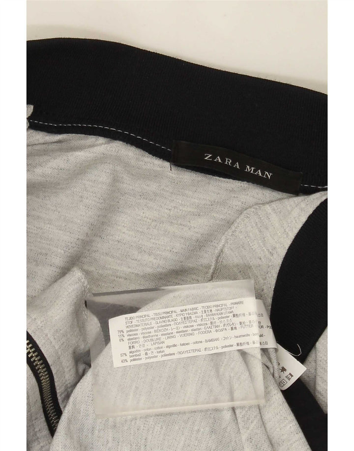 Zara Hombre Chándal Top Chaqueta Pequeña Poliéster Moteado Gris