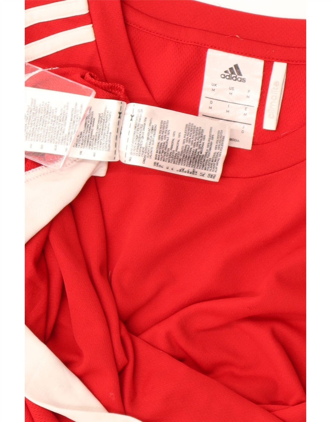 ADIDAS Mens Climalite T-Shirt Top Medium Red Colourblock Polyester