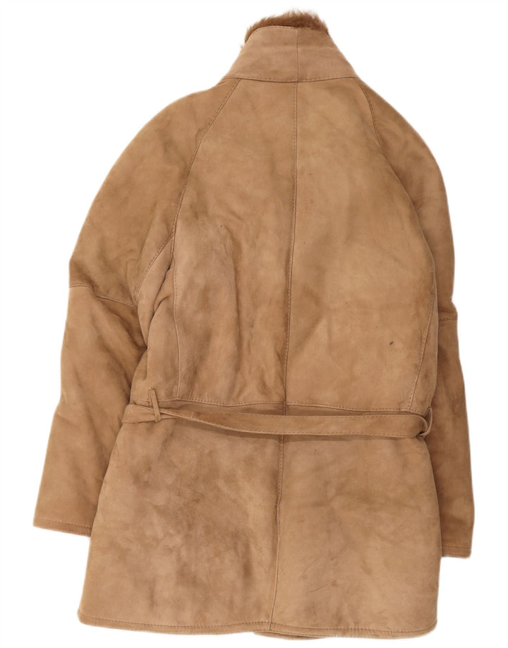 Abrigo vintage de piel de oveja para hombre IT 46 Pequeño Beige