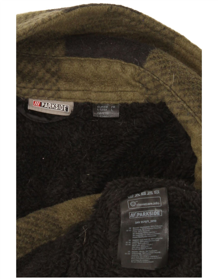 Parkside Chaqueta polar para hombre UK 40 Large Caqui Gingham Poliéster