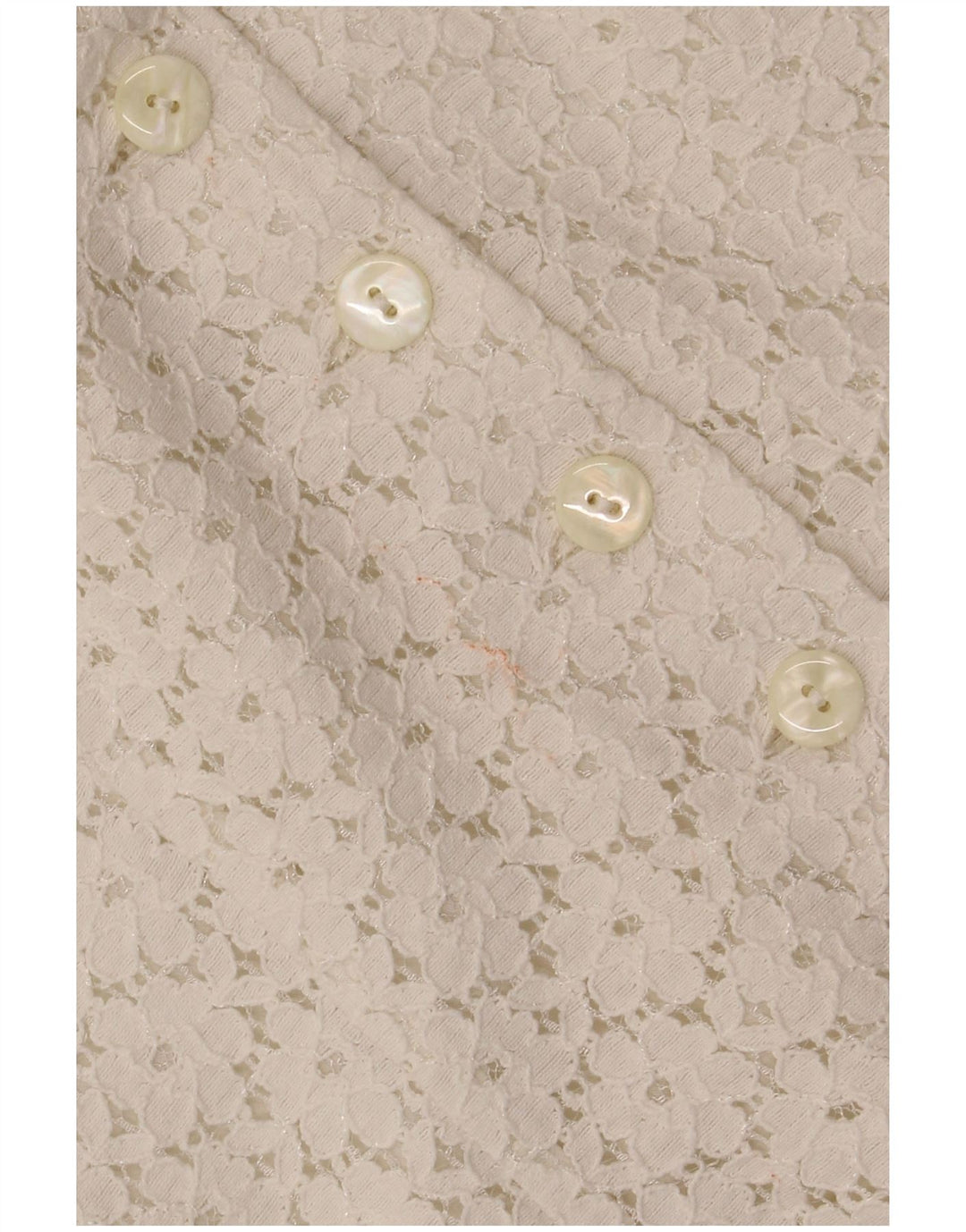 VINTAGE Mujer Crop Manga Corta Camisa Blusa IT 46 Grande Off White Floral