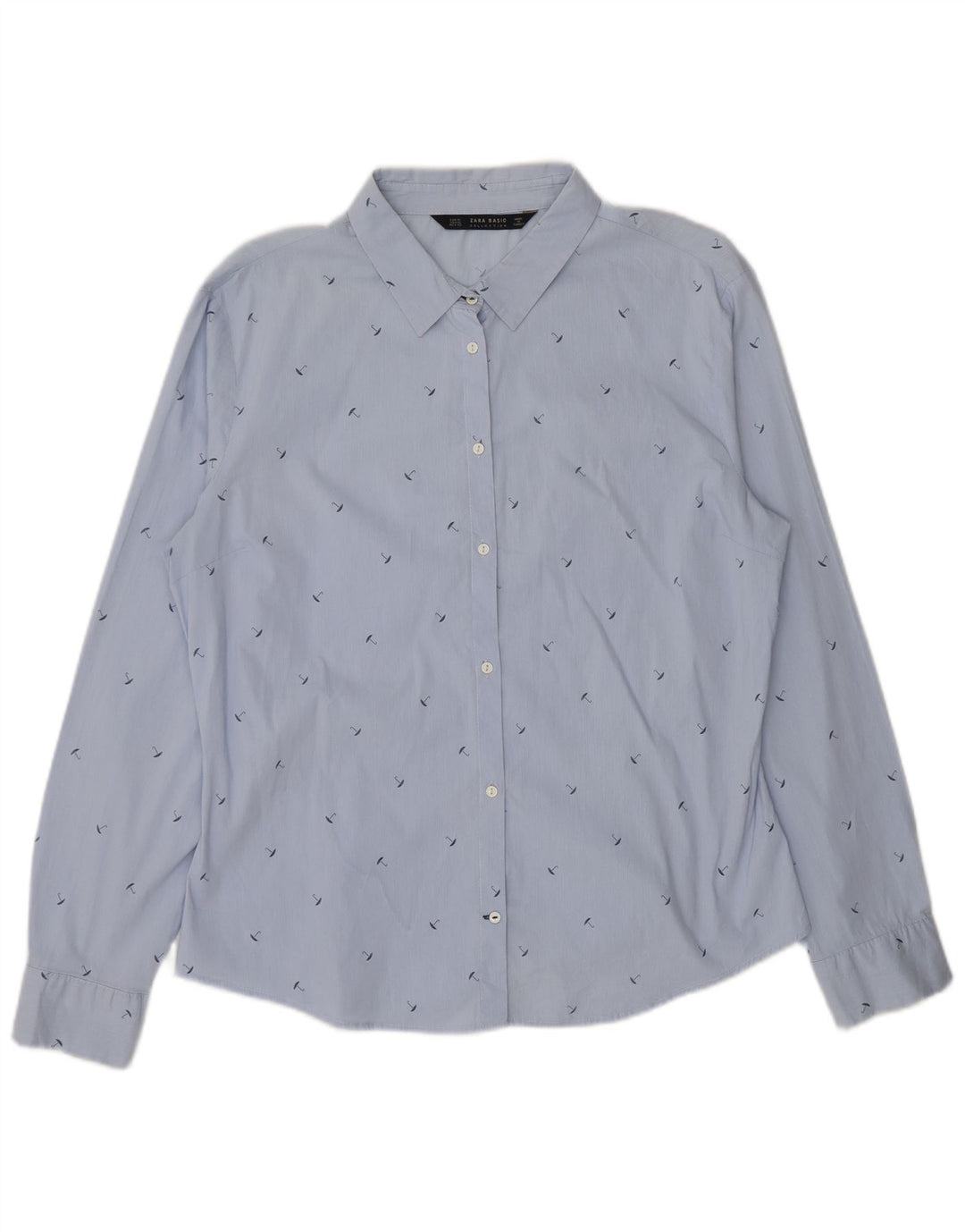 Zara Mujer Camisa Estampado Abstracto UK 40 XL Azul