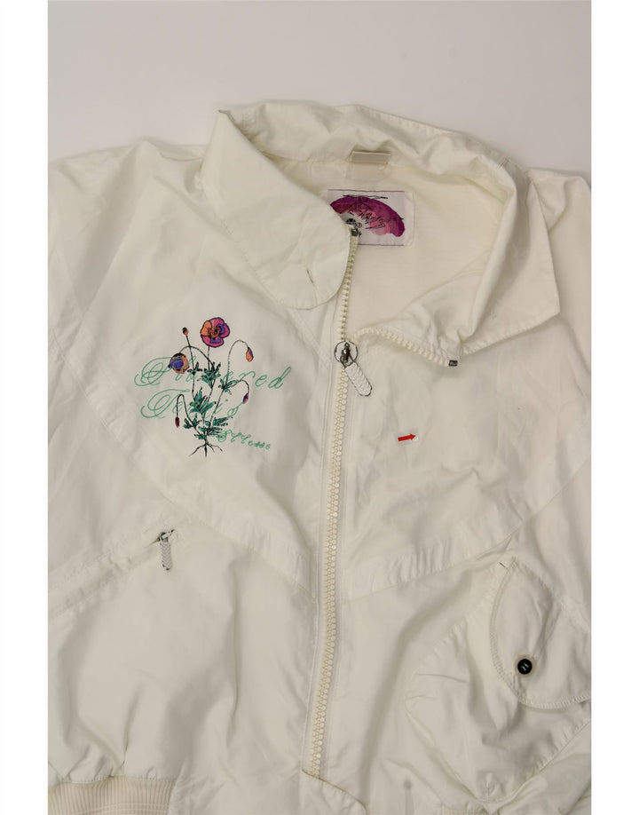 ELLESSE Womens Bomber Jacket UK 20 2XL Off White Floral Vintage Ellesse and Second-Hand Ellesse from Messina Hembry 