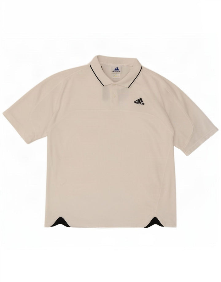 Adidas Polo para hombre UK 44/46 Large Blanco Poliéster
