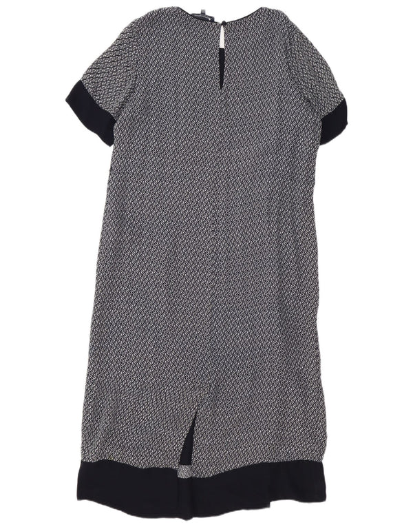 AQUASCUTUM Vestido largo para mujer UK 40 Mediano Azul marino Seda geométrica