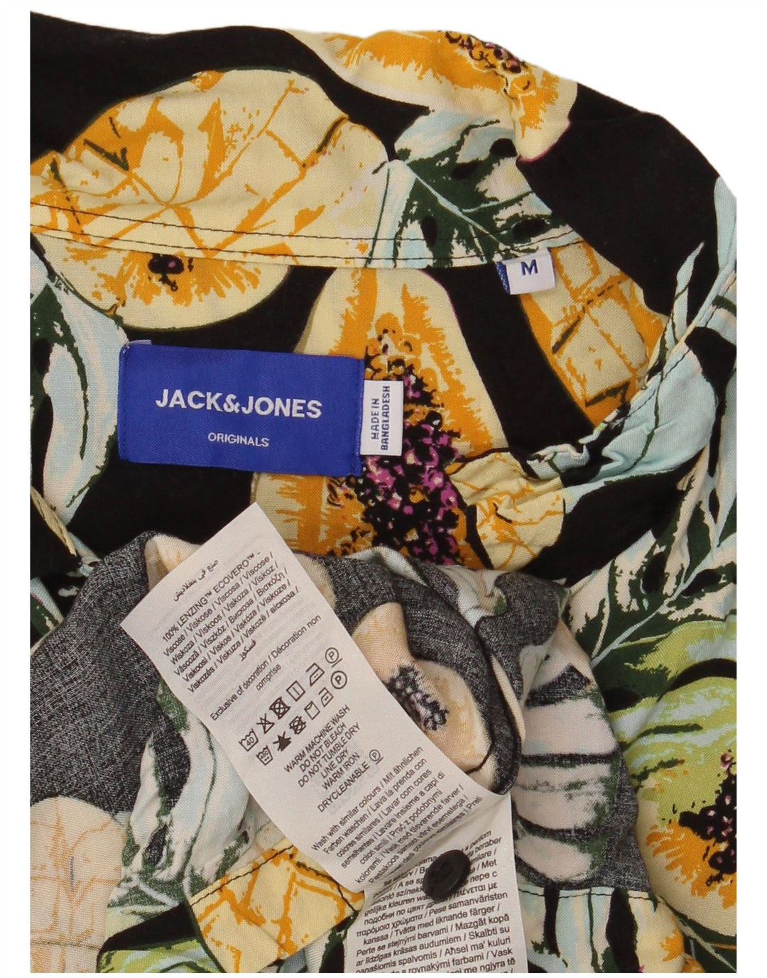 Camisa Jack & Jones Hombre Manga Corta Viscosa Floral Negra Mediana
