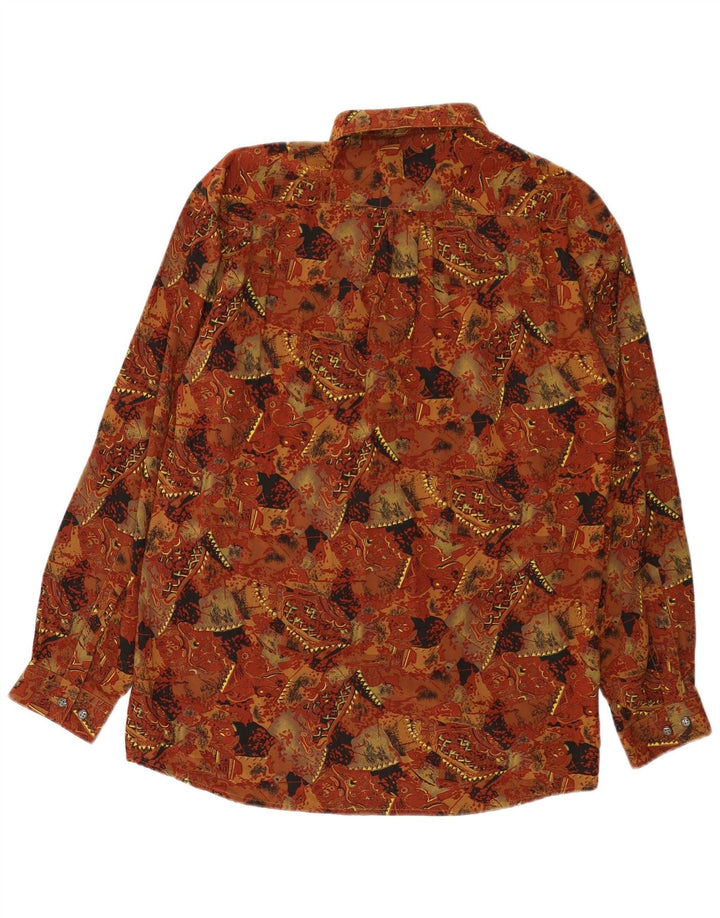Walter Wolf - Camisa para hombre con estampado abstracto, talla 40, viscosa marrón medio