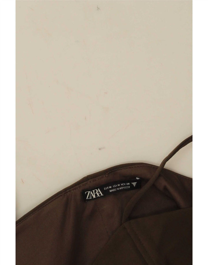 Zara Mujer Crop Cami Top UK 42 Marrón Medio