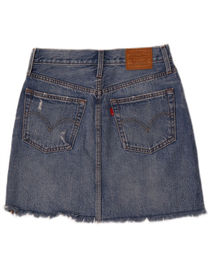 Levi's Falda Vaquera Desgastada Para Mujer W27 Small Blue Cotton