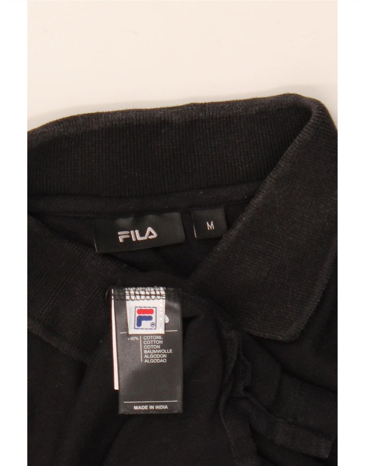 Fila Polo De Manga Larga Para Hombre Algodón Negro Mediano