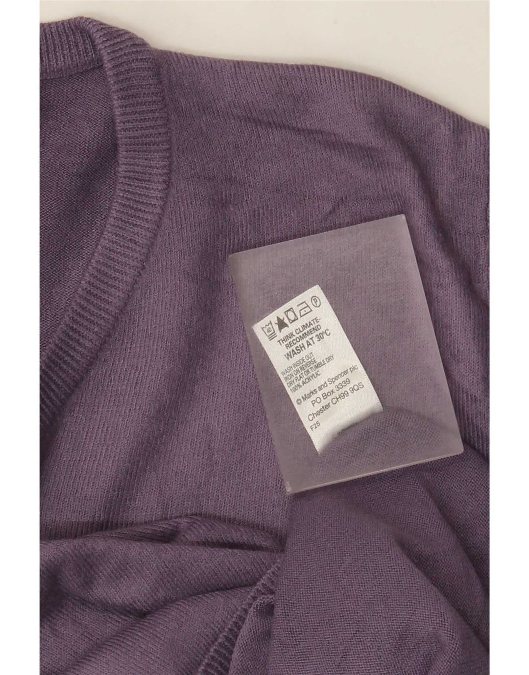Marks & Spencer Suéter con cuello en V para hombre, color azul, talla pequeña, color morado