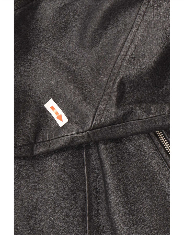 Vintage hombres cuero biker chaqueta Reino Unido 38 cuero negro medio
