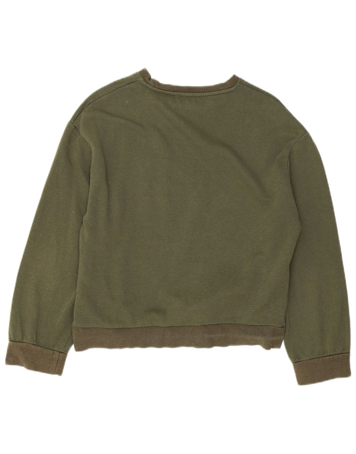 ZARA Womens Sweatshirt Jumper UK 10 Small Khaki Cotton