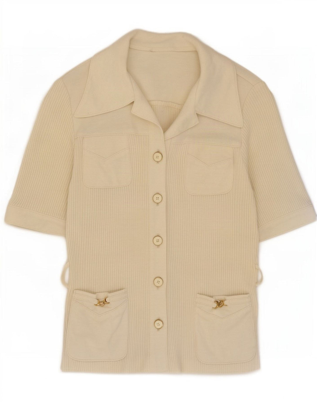 Karner Suéter tipo cárdigan de manga corta para mujer IT 40 Small Off White