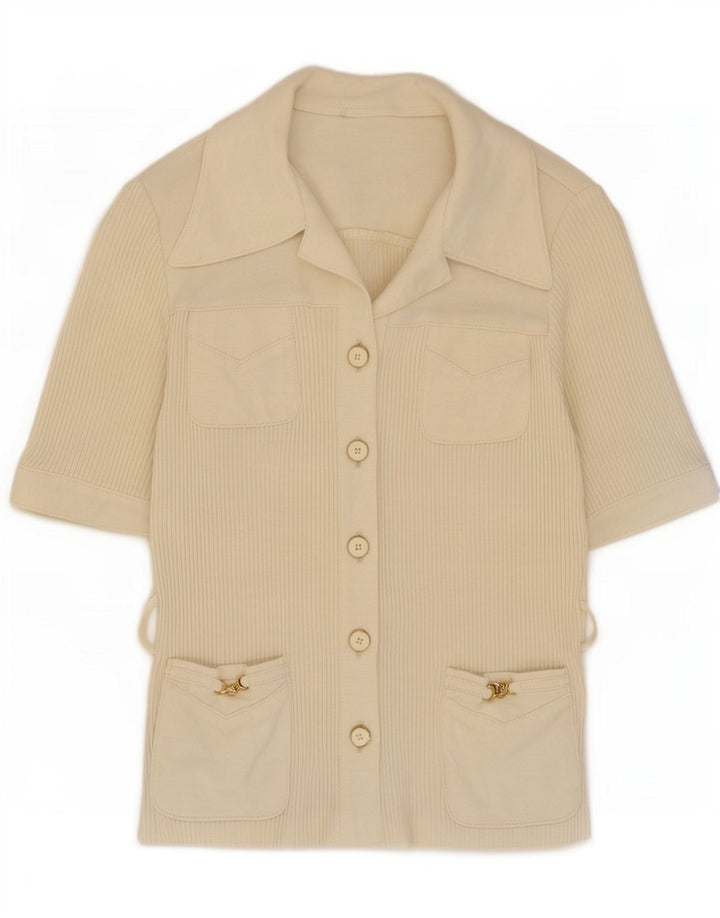 Karner Suéter tipo cárdigan de manga corta para mujer IT 40 Small Off White