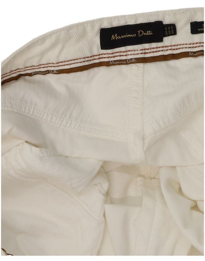 Massimo Dutti Pantalones Casuales Slim Fit para Hombre EU 42 Large W32 L34 Blanco