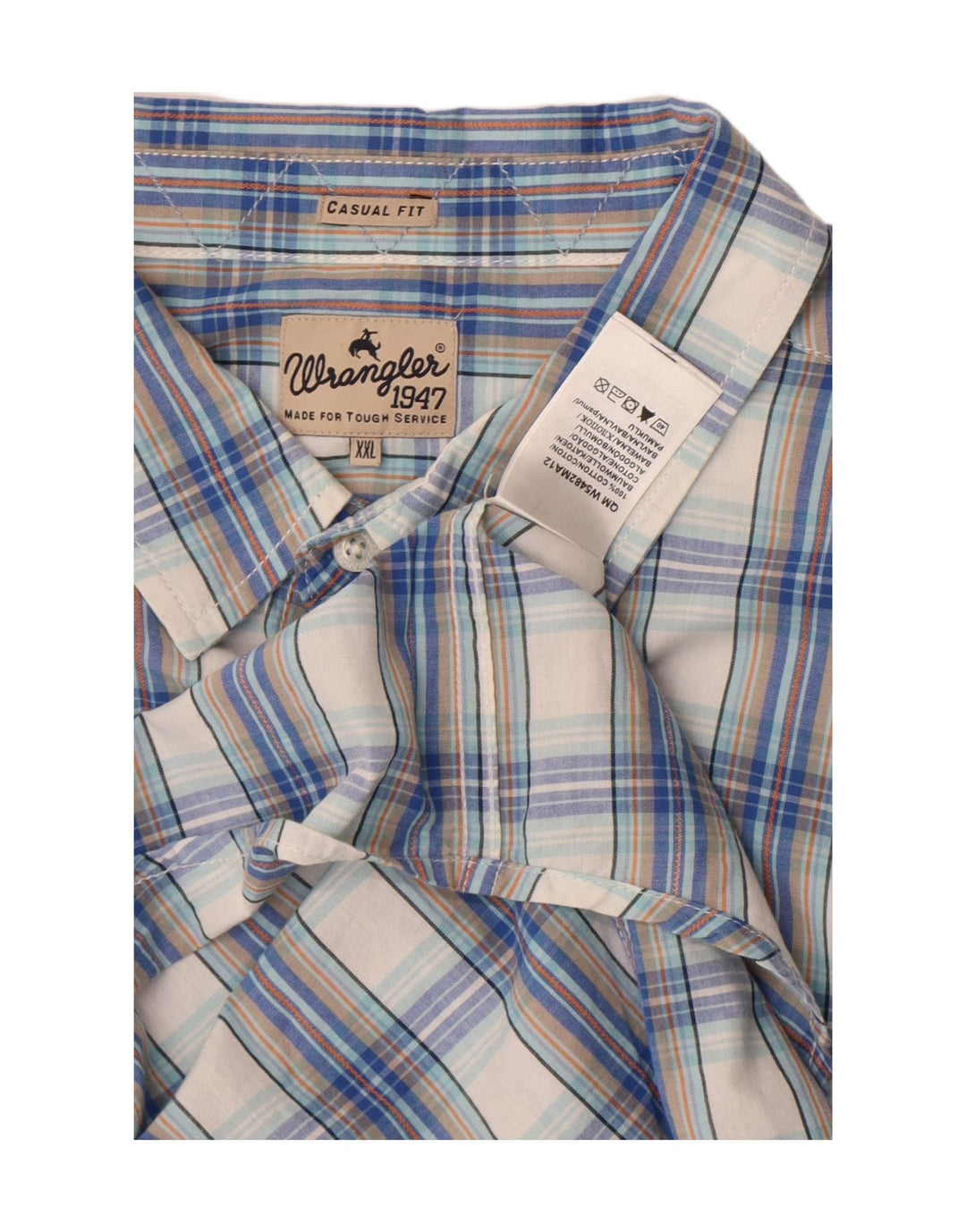 Wrangler Camisa De Manga Corta Para Hombre 2XL Algodón A Cuadros Azul