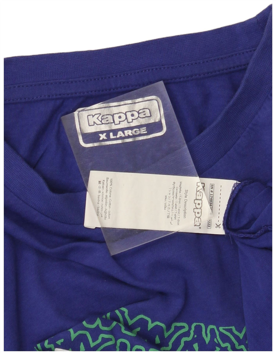 KAPPA Camiseta gráfica para hombre Top XL Algodón azul