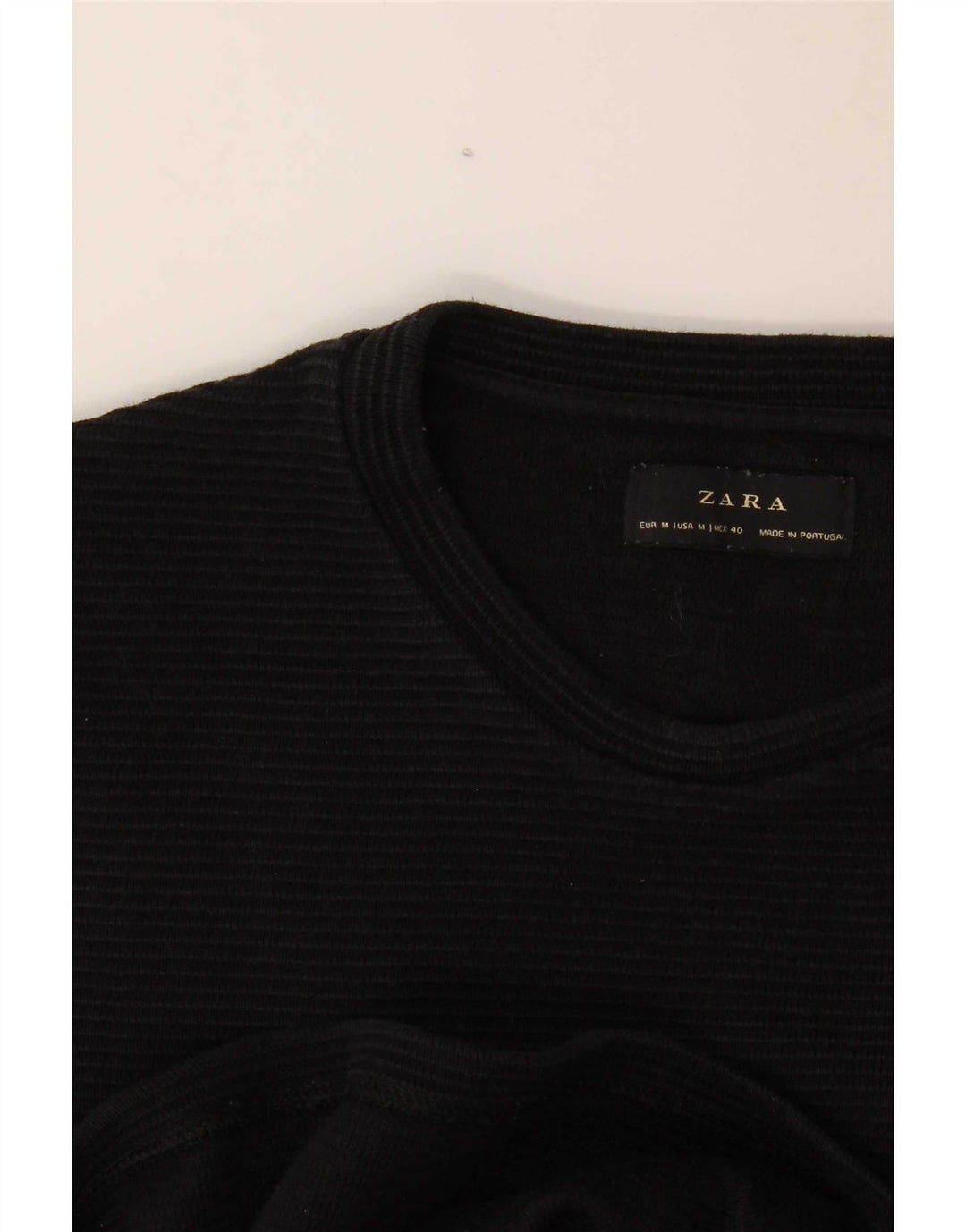Zara Hombre Top Manga Larga Mediano Negro Rayas