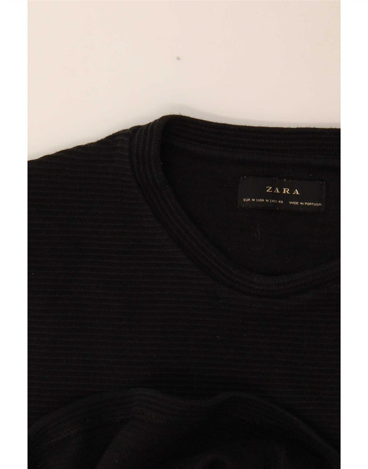 Zara Hombre Top Manga Larga Mediano Negro Rayas