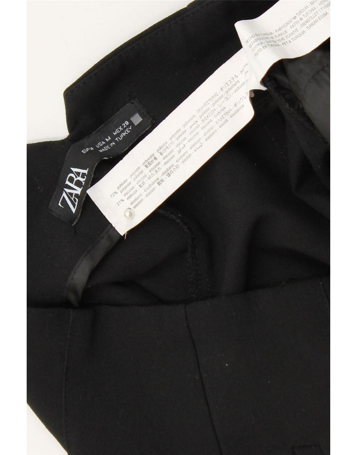 ZARA Mujer Pantalón Chino Tapered Mediano W28 L26 Poliéster Negro