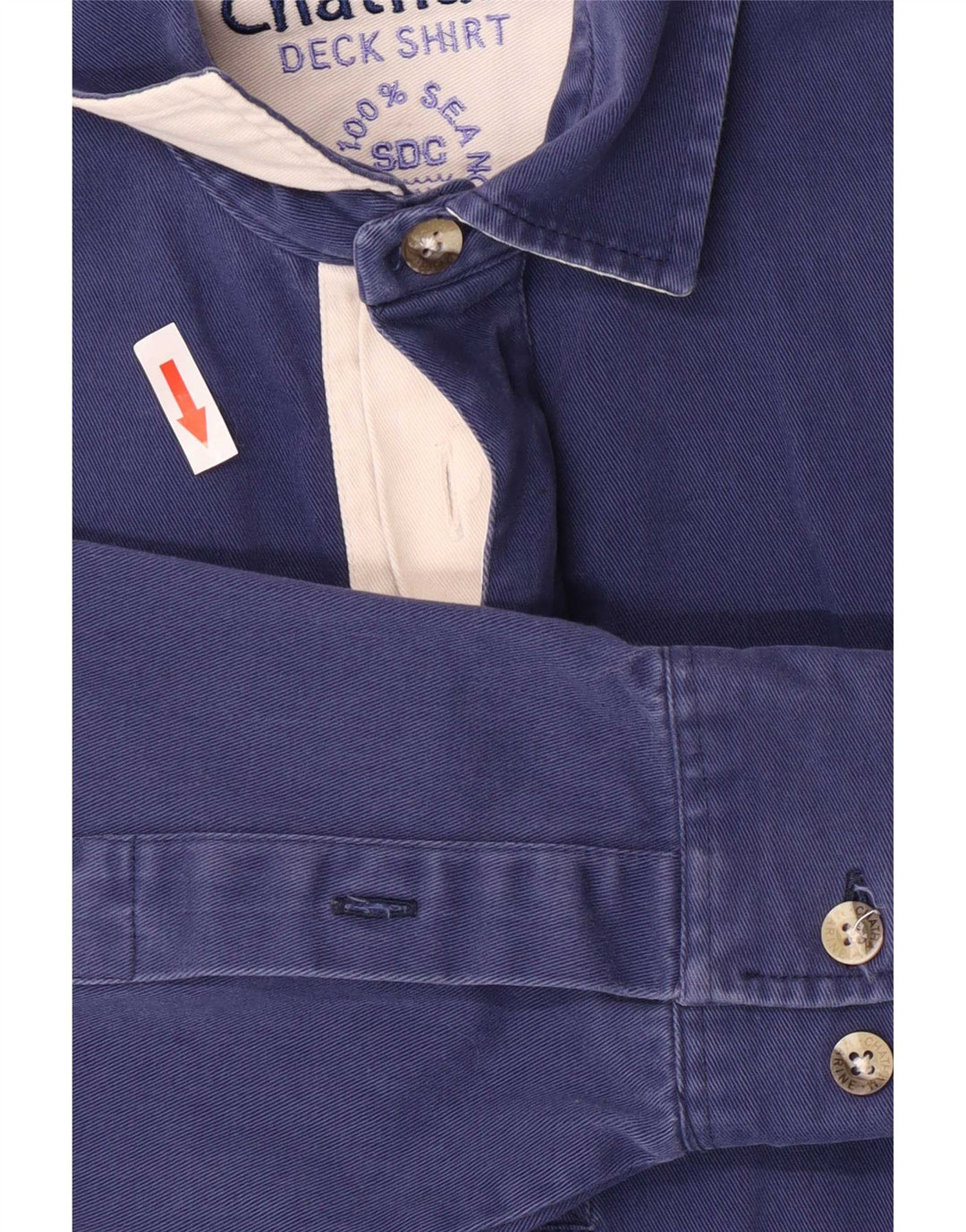 Chatham Mens Yachting Jersey Camisa Mediana Azul Marino Rayas Algodón